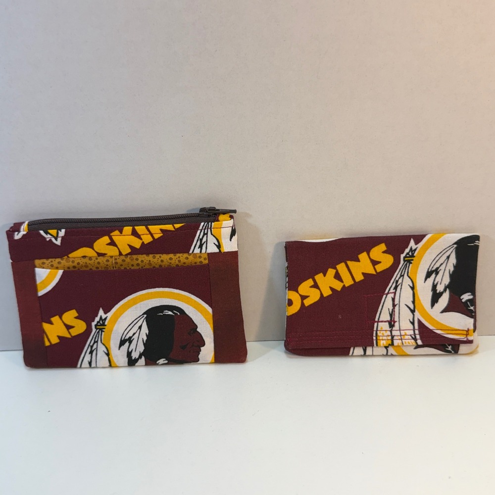 Handmade Washington Redskins Coin Pouch Card Holder Set Burgundy Gold NFL Fan